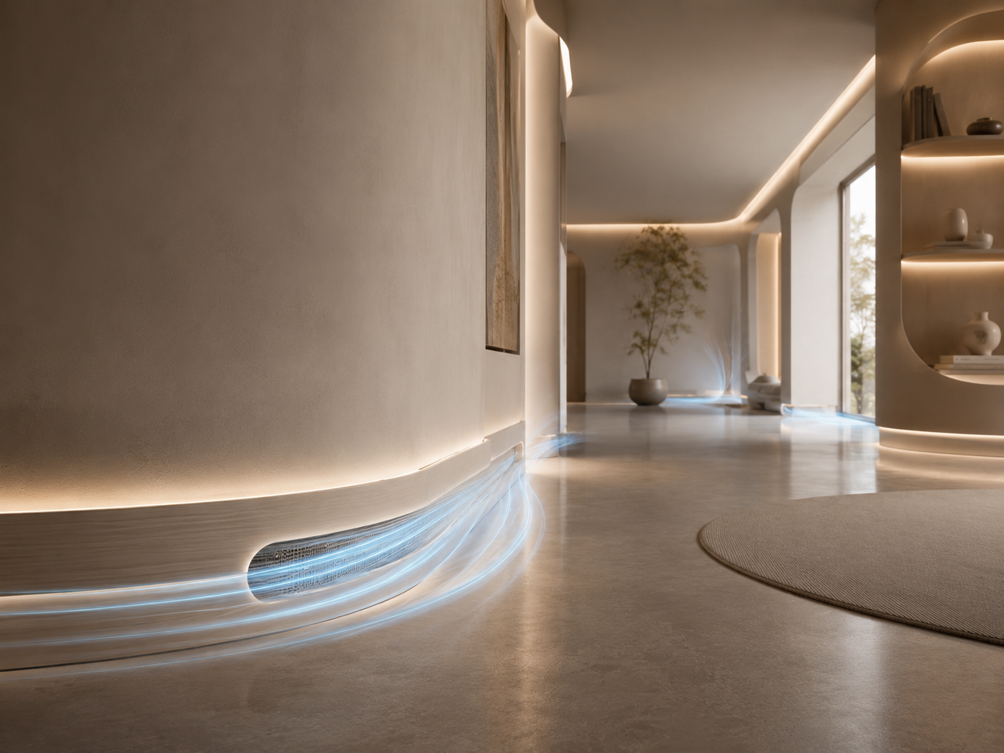 PASSAIR® interior skirting detail responding to low-level passive airflow.
